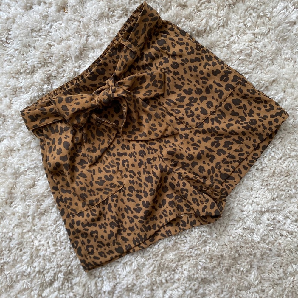 High Tie Waisted Cheetah Shorts (paper bag style)